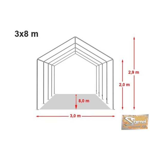 Profi economy rendezvénysátor PVC 500g/m2  3x8 m, fehér