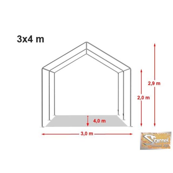 Profi economy rendezvénysátor PVC 500g/m2 3x4 m, szürke-fehér