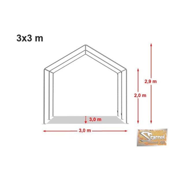 Profi economy rendezvénysátor PVC 500g/m2 3x3 m, fehér