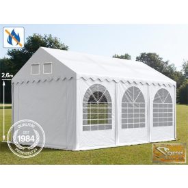   Profi professional 4x6 m +2,6 m, rendezvénysátor 550g/m2, fehér színben